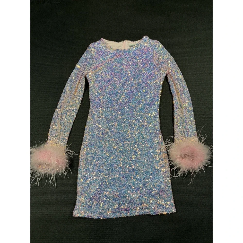 New‎ Fashion Nova Sheri Sequin Pink Mini Dress Size XL
